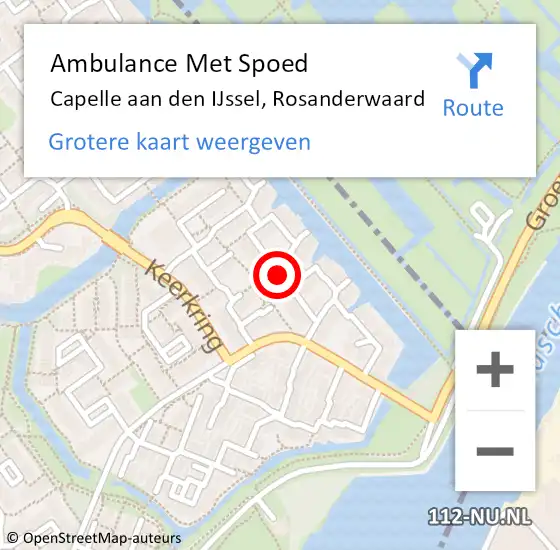 Locatie op kaart van de 112 melding: Ambulance Met Spoed Naar Capelle aan den IJssel, Rosanderwaard op 18 maart 2023 15:45