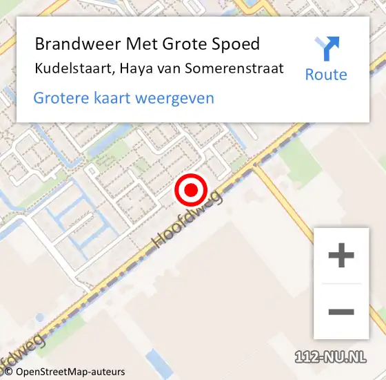 Locatie op kaart van de 112 melding: Brandweer Met Grote Spoed Naar Kudelstaart, Haya van Somerenstraat op 18 maart 2023 15:50