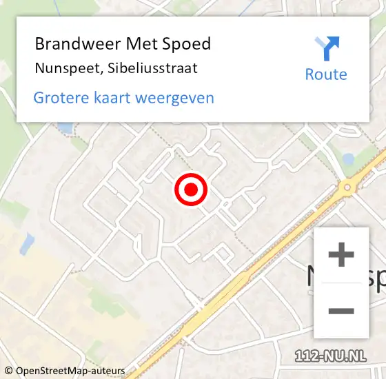 Locatie op kaart van de 112 melding: Brandweer Met Spoed Naar Nunspeet, Sibeliusstraat op 18 maart 2023 15:52
