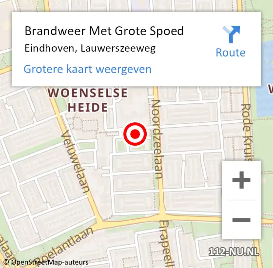 Locatie op kaart van de 112 melding: Brandweer Met Grote Spoed Naar Eindhoven, Lauwerszeeweg op 18 maart 2023 16:08