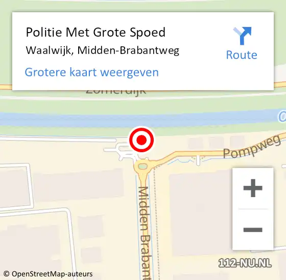Locatie op kaart van de 112 melding: Politie Met Grote Spoed Naar Waalwijk, Midden-Brabantweg op 18 maart 2023 16:31