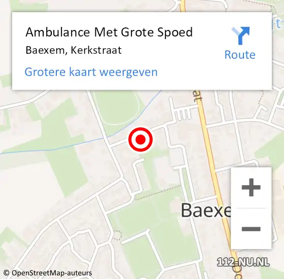 Locatie op kaart van de 112 melding: Ambulance Met Grote Spoed Naar Baexem, Kerkstraat op 19 augustus 2014 12:04