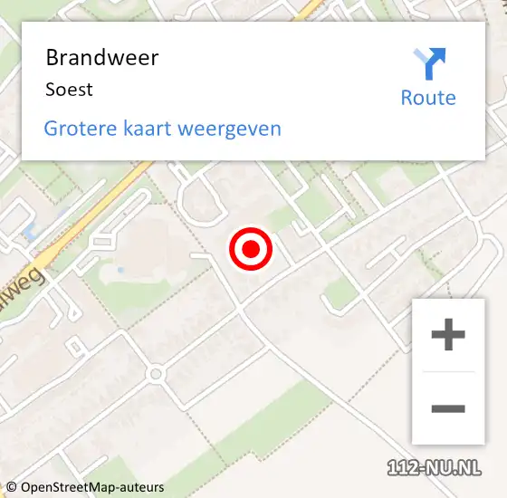 Locatie op kaart van de 112 melding: Brandweer Soest op 18 maart 2023 16:45