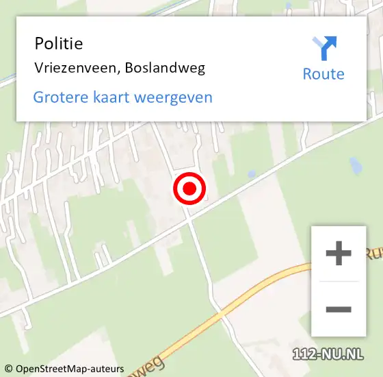 Locatie op kaart van de 112 melding: Politie Vriezenveen, Boslandweg op 18 maart 2023 16:48