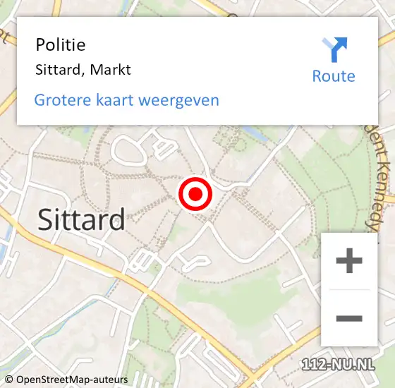 Locatie op kaart van de 112 melding: Politie Sittard, Markt op 18 maart 2023 16:54