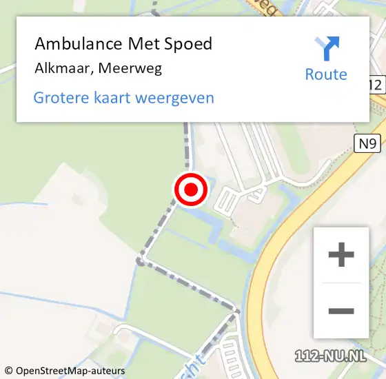 Locatie op kaart van de 112 melding: Ambulance Met Spoed Naar Alkmaar, Meerweg op 18 maart 2023 16:59