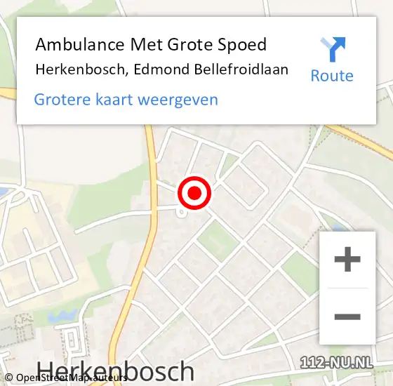 Locatie op kaart van de 112 melding: Ambulance Met Grote Spoed Naar Herkenbosch, Edmond Bellefroidlaan op 18 maart 2023 17:12