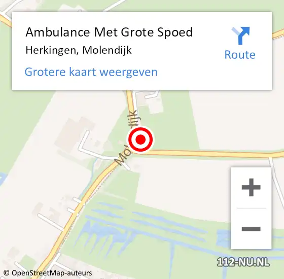 Locatie op kaart van de 112 melding: Ambulance Met Grote Spoed Naar Herkingen, Molendijk op 18 maart 2023 17:27
