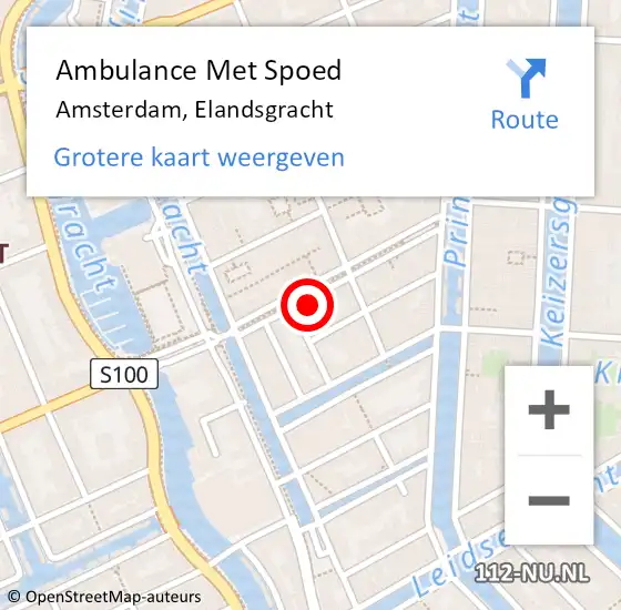 Locatie op kaart van de 112 melding: Ambulance Met Spoed Naar Amsterdam, Elandsgracht op 18 maart 2023 18:10