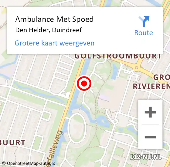 Locatie op kaart van de 112 melding: Ambulance Met Spoed Naar Den Helder, Duindreef op 18 maart 2023 18:15