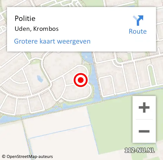 Locatie op kaart van de 112 melding: Politie Uden, Krombos op 18 maart 2023 18:42