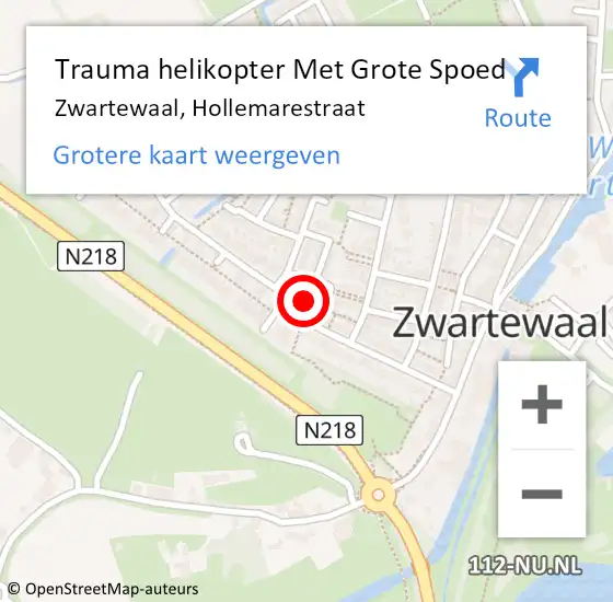 Locatie op kaart van de 112 melding: Trauma helikopter Met Grote Spoed Naar Zwartewaal, Hollemarestraat op 18 maart 2023 18:55
