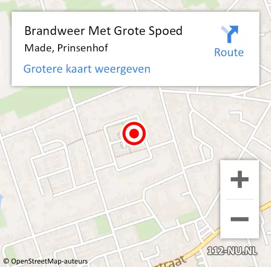 Locatie op kaart van de 112 melding: Brandweer Met Grote Spoed Naar Made, Prinsenhof op 18 maart 2023 19:20