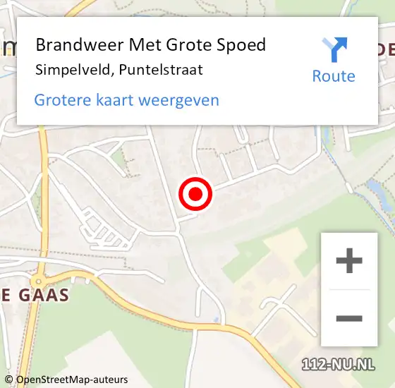 Locatie op kaart van de 112 melding: Brandweer Met Grote Spoed Naar Simpelveld, Puntelstraat op 18 maart 2023 19:21