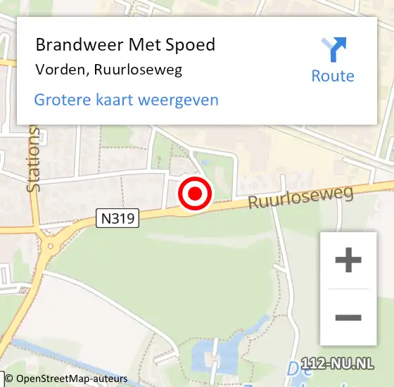 Locatie op kaart van de 112 melding: Brandweer Met Spoed Naar Vorden, Ruurloseweg op 18 maart 2023 19:36