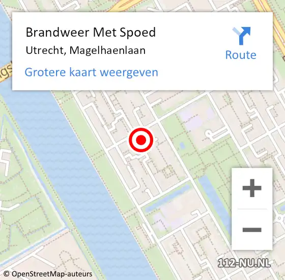 Locatie op kaart van de 112 melding: Brandweer Met Spoed Naar Utrecht, Magelhaenlaan op 18 maart 2023 19:53