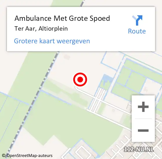Locatie op kaart van de 112 melding: Ambulance Met Grote Spoed Naar Ter Aar, Altiorplein op 18 maart 2023 20:51