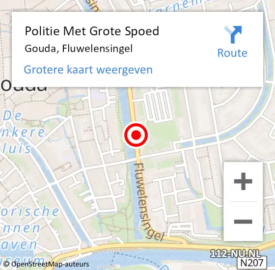 Locatie op kaart van de 112 melding: Politie Met Grote Spoed Naar Gouda, Fluwelensingel op 18 maart 2023 21:09