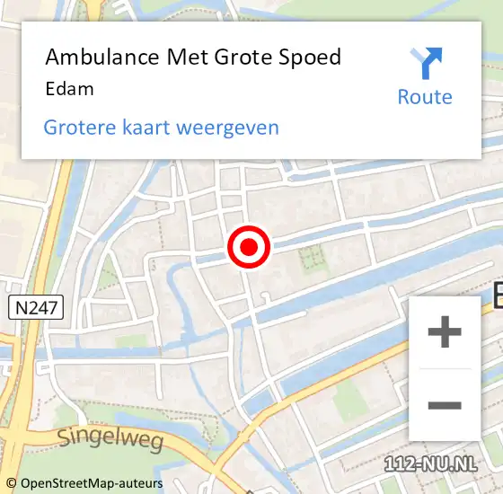 Locatie op kaart van de 112 melding: Ambulance Met Grote Spoed Naar Edam op 18 maart 2023 21:15