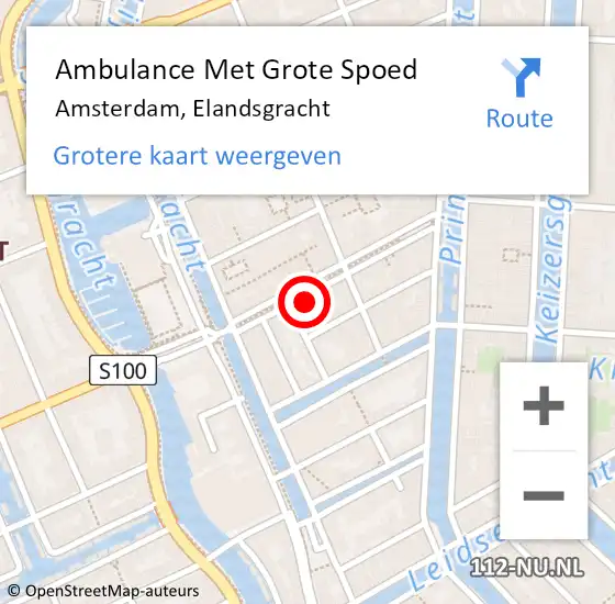 Locatie op kaart van de 112 melding: Ambulance Met Grote Spoed Naar Amsterdam, Elandsgracht op 18 maart 2023 21:25