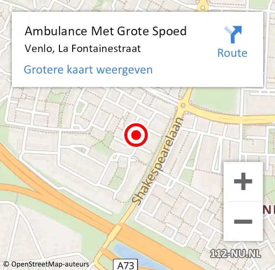 Locatie op kaart van de 112 melding: Ambulance Met Grote Spoed Naar Venlo, La Fontainestraat op 19 augustus 2014 12:28