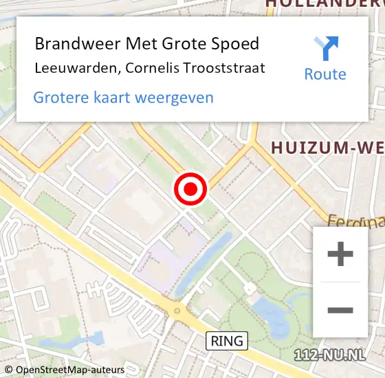 Locatie op kaart van de 112 melding: Brandweer Met Grote Spoed Naar Leeuwarden, Cornelis Trooststraat op 18 maart 2023 21:56