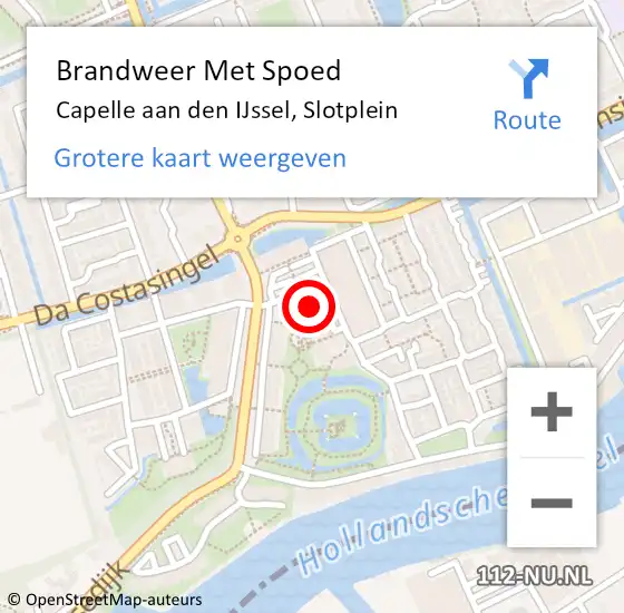 Locatie op kaart van de 112 melding: Brandweer Met Spoed Naar Capelle aan den IJssel, Slotplein op 18 maart 2023 22:28