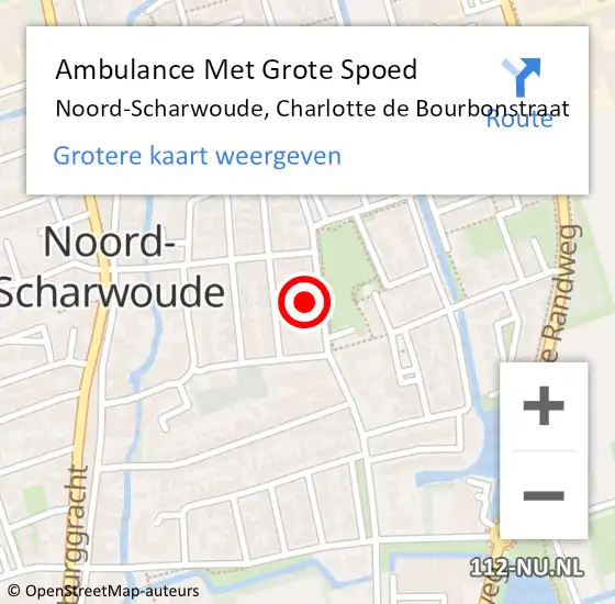 Locatie op kaart van de 112 melding: Ambulance Met Grote Spoed Naar Noord-Scharwoude, Charlotte de Bourbonstraat op 18 maart 2023 22:30