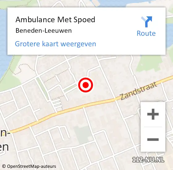 Locatie op kaart van de 112 melding: Ambulance Met Spoed Naar Beneden-Leeuwen op 18 maart 2023 22:31