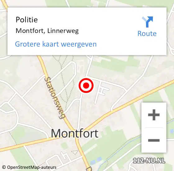 Locatie op kaart van de 112 melding: Politie Montfort, Linnerweg op 18 maart 2023 22:32