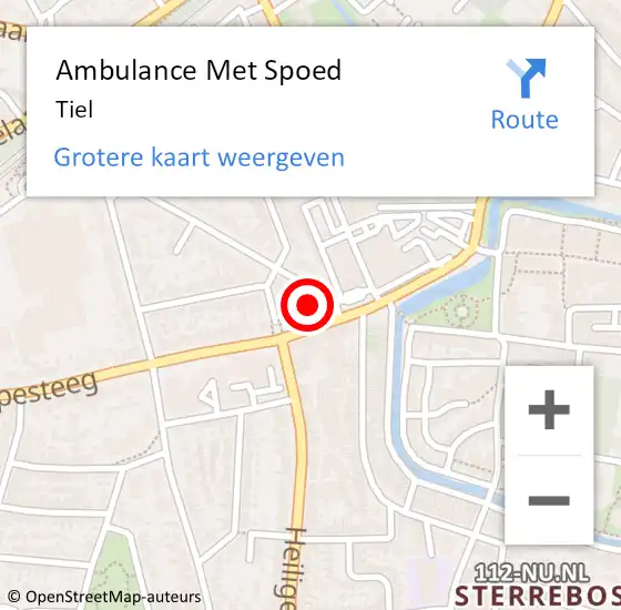 Locatie op kaart van de 112 melding: Ambulance Met Spoed Naar Tiel op 18 maart 2023 22:35
