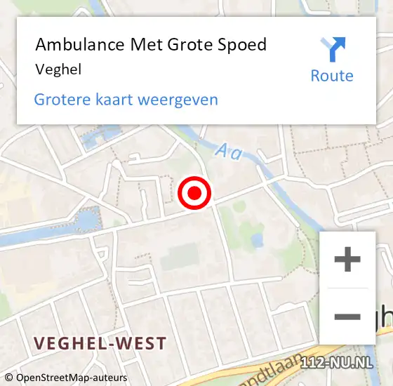 Locatie op kaart van de 112 melding: Ambulance Met Grote Spoed Naar Veghel op 18 maart 2023 22:36