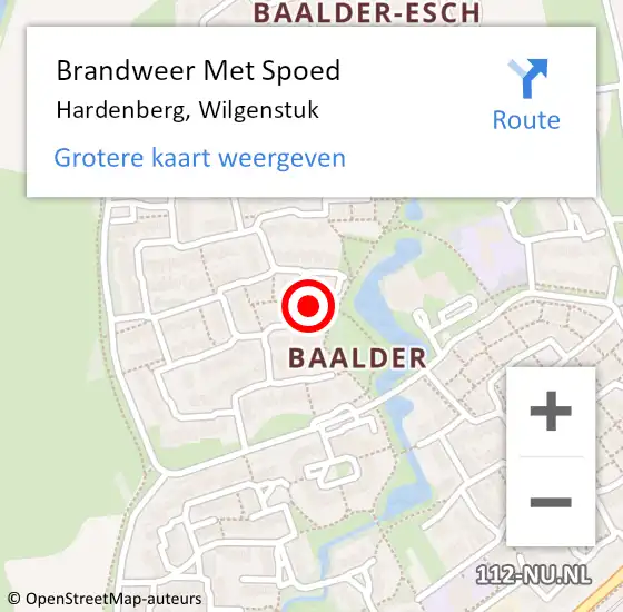 Locatie op kaart van de 112 melding: Brandweer Met Spoed Naar Hardenberg, Wilgenstuk op 18 maart 2023 22:52