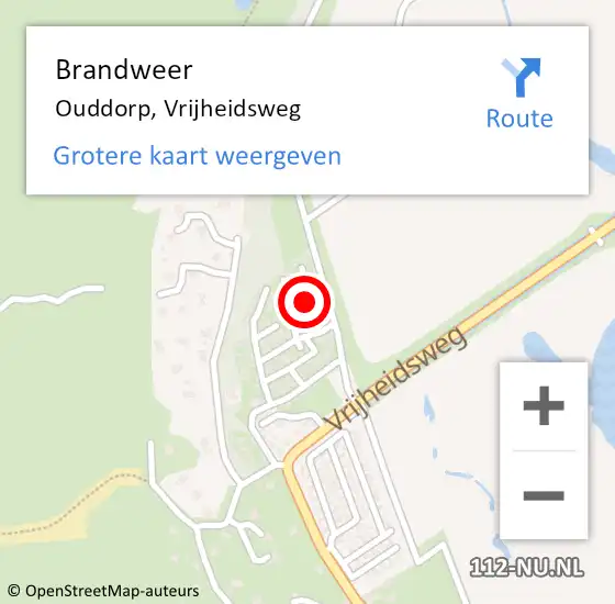 Locatie op kaart van de 112 melding: Brandweer Ouddorp, Vrijheidsweg op 18 maart 2023 22:59