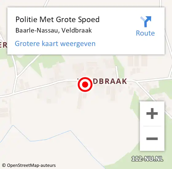 Locatie op kaart van de 112 melding: Politie Met Grote Spoed Naar Baarle-Nassau, Veldbraak op 18 maart 2023 23:11