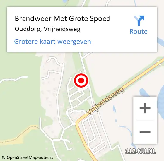 Locatie op kaart van de 112 melding: Brandweer Met Grote Spoed Naar Ouddorp, Vrijheidsweg op 18 maart 2023 23:42