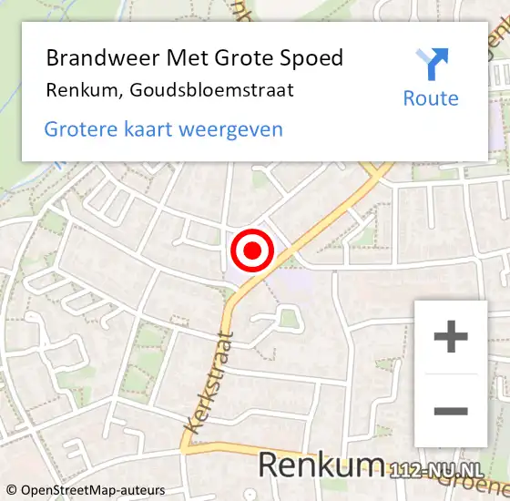 Locatie op kaart van de 112 melding: Brandweer Met Grote Spoed Naar Renkum, Goudsbloemstraat op 18 maart 2023 23:42