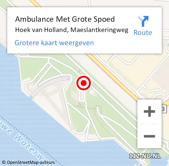 Locatie op kaart van de 112 melding: Ambulance Met Grote Spoed Naar Hoek van Holland, Maeslantkeringweg op 19 maart 2023 00:05