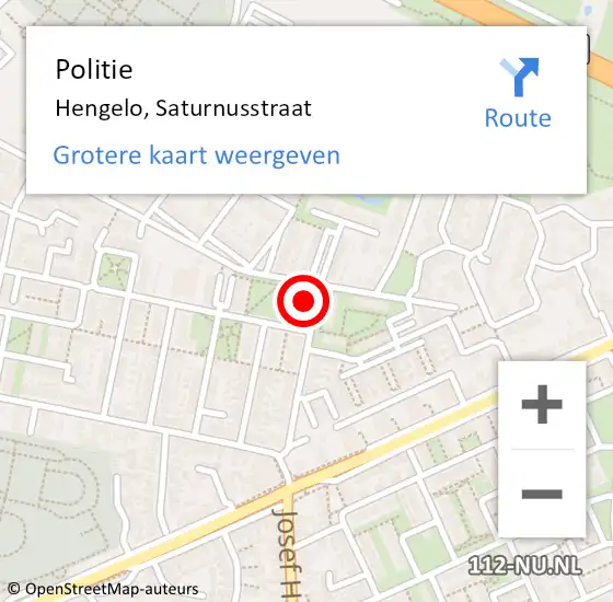 Locatie op kaart van de 112 melding: Politie Hengelo, Saturnusstraat op 19 maart 2023 00:06