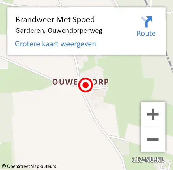 Locatie op kaart van de 112 melding: Brandweer Met Spoed Naar Garderen, Ouwendorperweg op 19 maart 2023 00:08