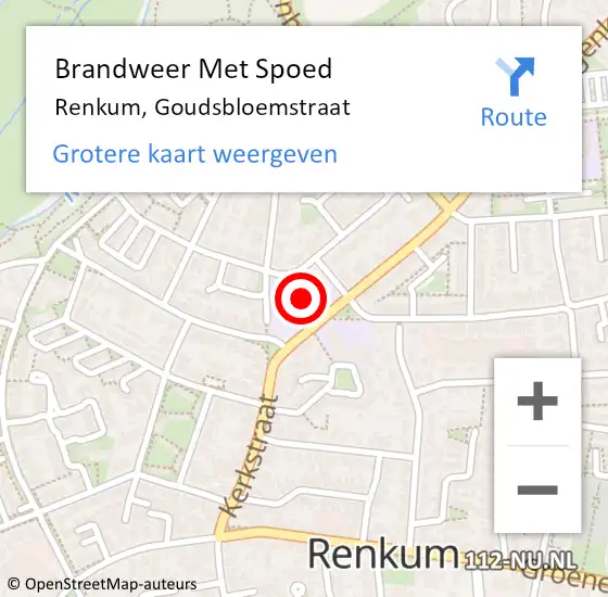 Locatie op kaart van de 112 melding: Brandweer Met Spoed Naar Renkum, Goudsbloemstraat op 19 maart 2023 00:28