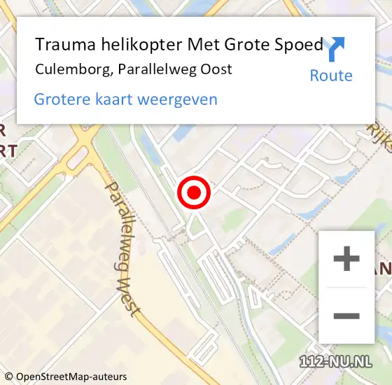 Locatie op kaart van de 112 melding: Trauma helikopter Met Grote Spoed Naar Culemborg, Parallelweg Oost op 19 maart 2023 01:34