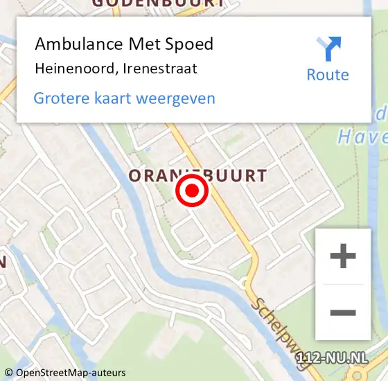 Locatie op kaart van de 112 melding: Ambulance Met Spoed Naar Heinenoord, Irenestraat op 19 maart 2023 01:42