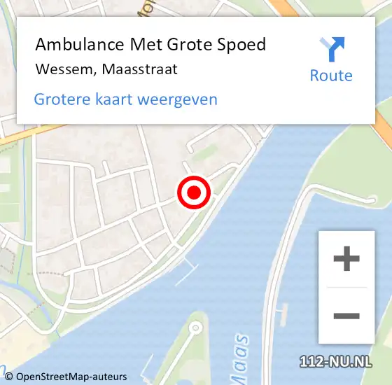 Locatie op kaart van de 112 melding: Ambulance Met Grote Spoed Naar Wessem, Maasstraat op 19 maart 2023 02:10