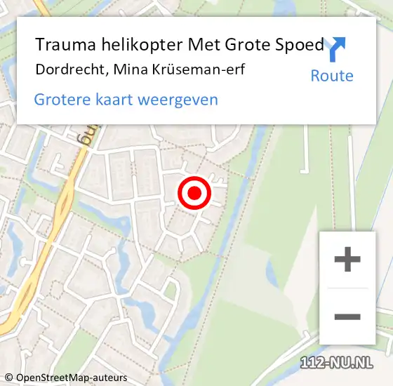 Locatie op kaart van de 112 melding: Trauma helikopter Met Grote Spoed Naar Dordrecht, Mina Krüseman-erf op 19 maart 2023 02:37