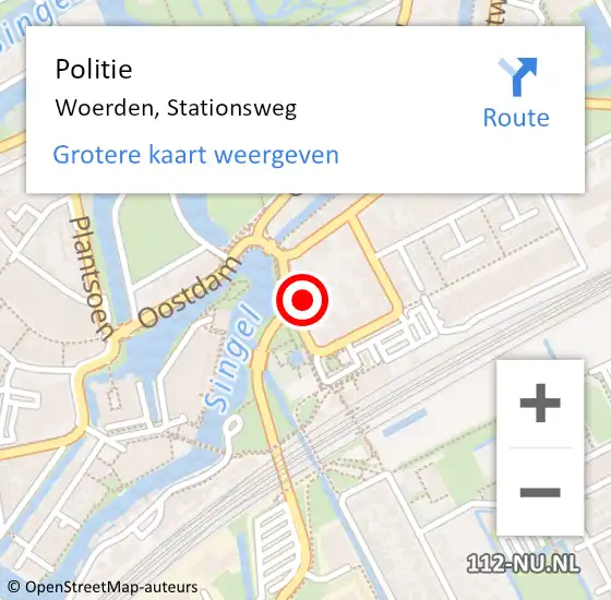 Locatie op kaart van de 112 melding: Politie Woerden, Stationsweg op 19 maart 2023 02:44