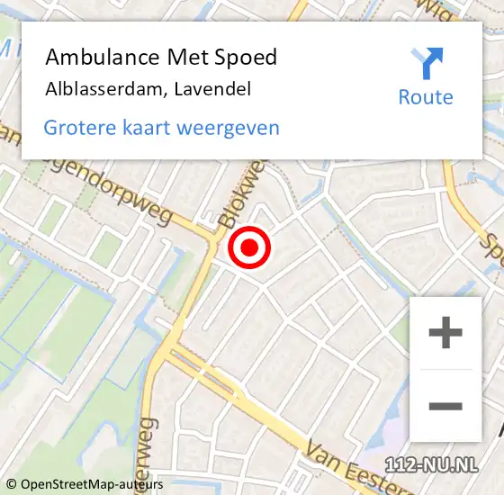 Locatie op kaart van de 112 melding: Ambulance Met Spoed Naar Alblasserdam, Lavendel op 19 maart 2023 02:54