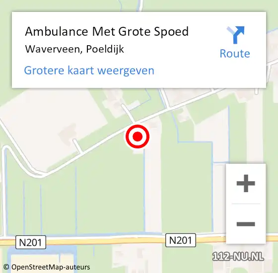 Locatie op kaart van de 112 melding: Ambulance Met Grote Spoed Naar Waverveen, Poeldijk op 19 maart 2023 02:55