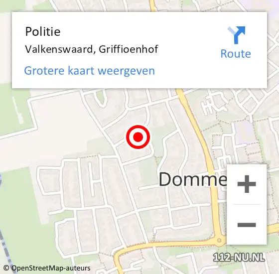 Locatie op kaart van de 112 melding: Politie Valkenswaard, Griffioenhof op 19 maart 2023 03:00