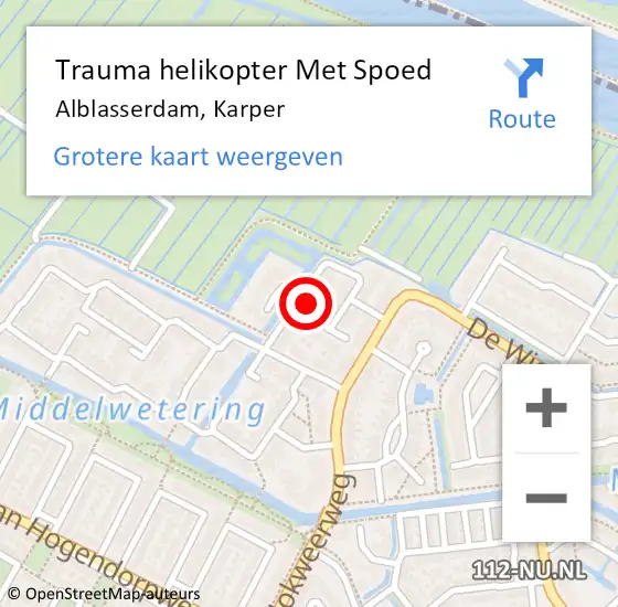 Locatie op kaart van de 112 melding: Trauma helikopter Met Spoed Naar Alblasserdam, Karper op 19 maart 2023 03:01